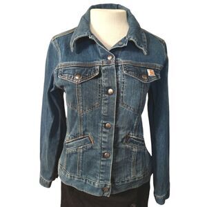 Carhartt Womens Jean Jacket Blue Denim Snap Button Work Farm Ranch Size Medium